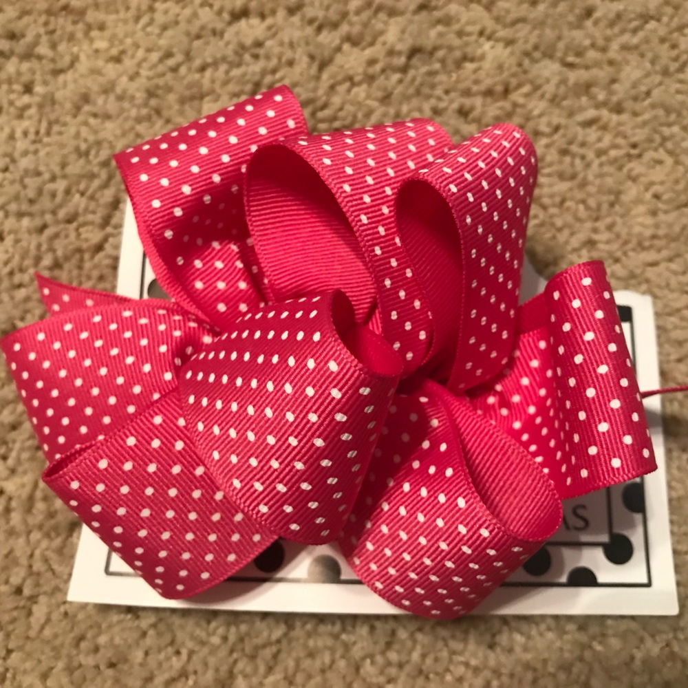 I’m Yours Hair Bow Hot Pink With White Polka Dots
